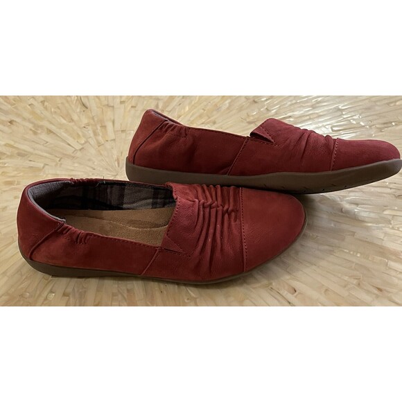 Earth Origins Shoes Flex Flat Fara Slip On Comfort Cushioned Red Nubuck 8 Boho - Picture 3 of 5